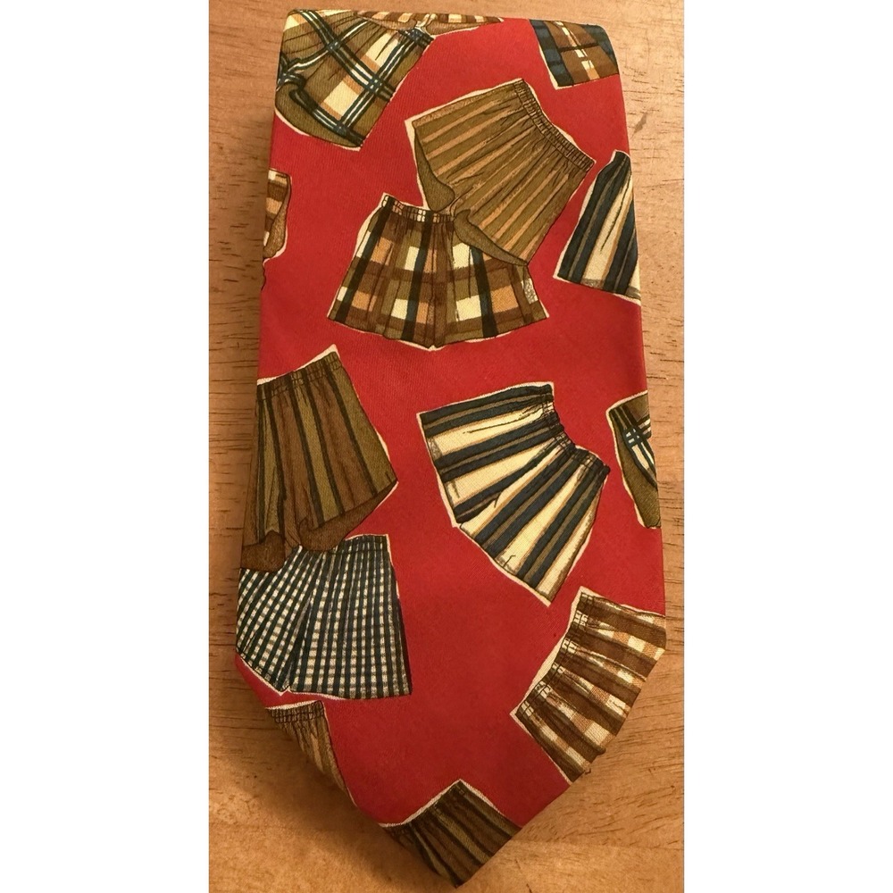 Vintage 90s Polo Ralph Lauren Boxer Print Tie 100% Silk Made in USA Red